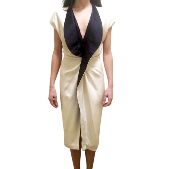 NWOT Givenchy Paris FW 2012 White Silk Cocktail Dress w/ Black Frill Trim 6 / 38 - Picture 10 of 16